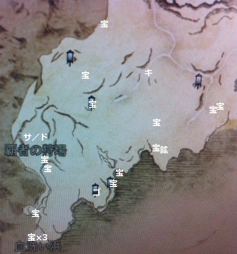 ベルダ森林地帯　宝箱　地図