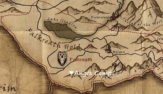 Where is angi's camp in the elder scrolls? 